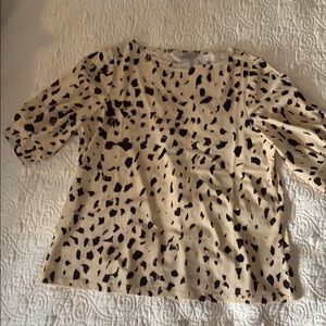 H&M Animal Print Puff Sleeve Top